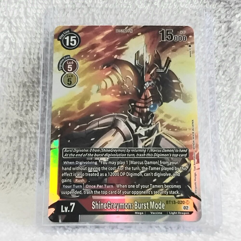 3/$35 Mint ShineGreymon: Burst Mode Digimon Holo Card BT13-020 SR by Bandai!!